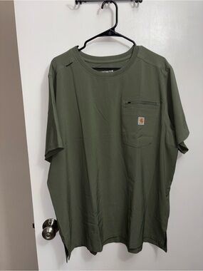 Carhartt Force Olive Green Short-Sleeve Scrub Top